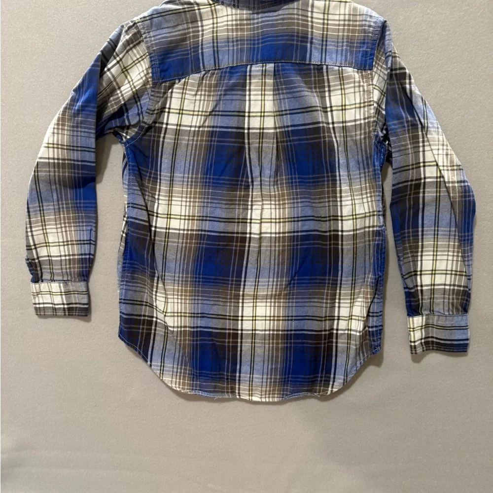 Polo Ralph Lauren Tartan Plaid Flannel Shirt Youth 6 100% Cotton Blue